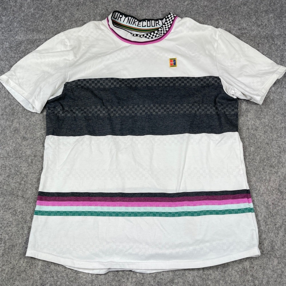 Nike Court Challenger Crew Tennis Shirt Dri-FIT Mens Large White Outdoor Active